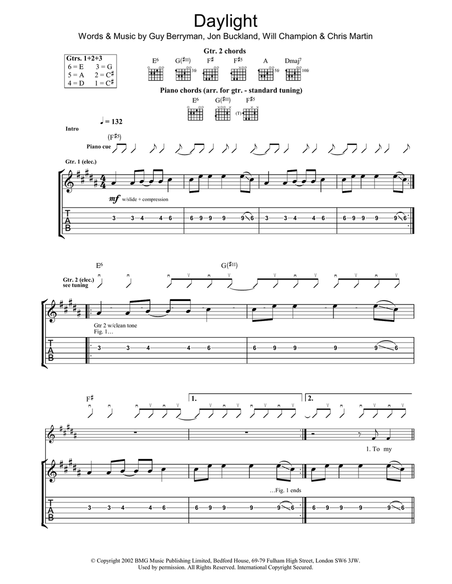 Daylight Acoustic Guitar scores gallery preview page 1