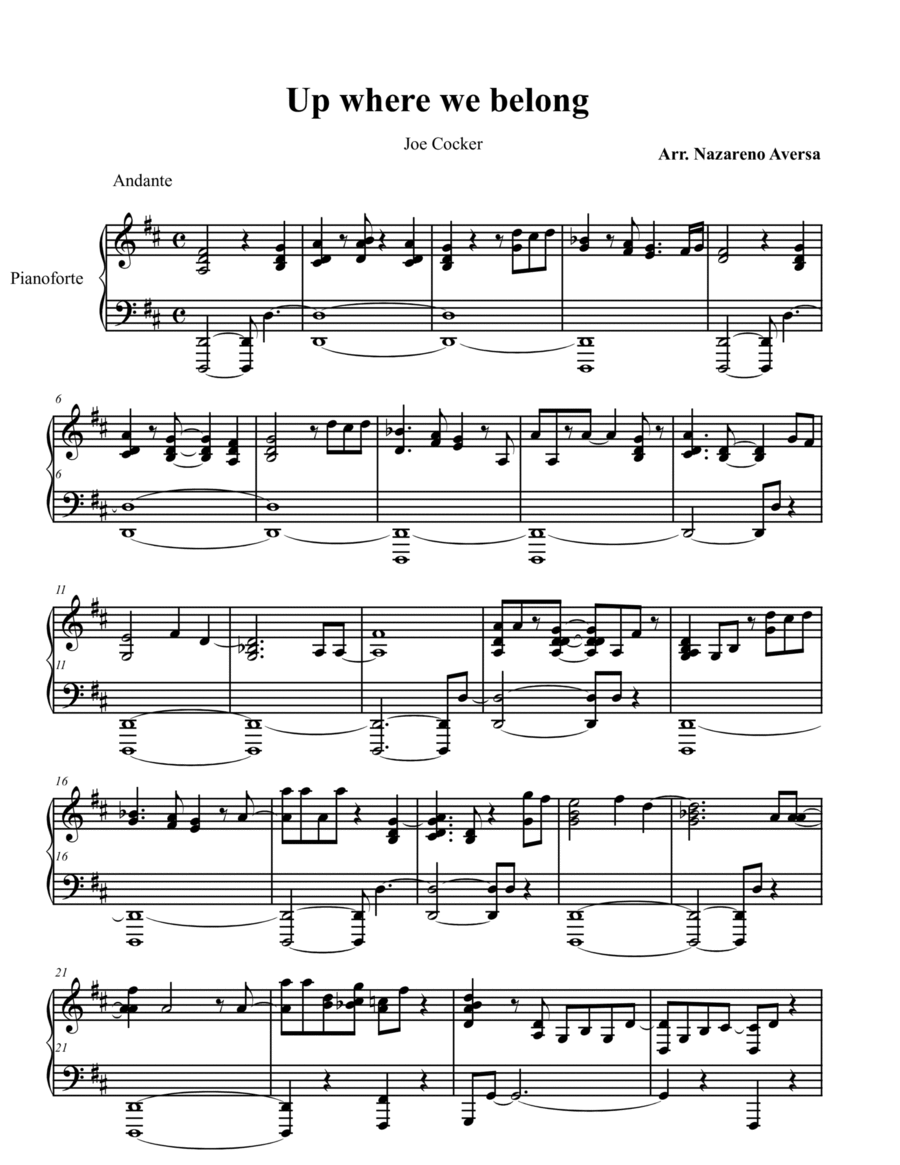 Up Where We Belong Up Where We Belong Piano Solo scores gallery preview page 1