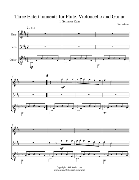 Three Entertainments for Flute, Cello and Guitar - Summer Rain - Score and Parts image number null