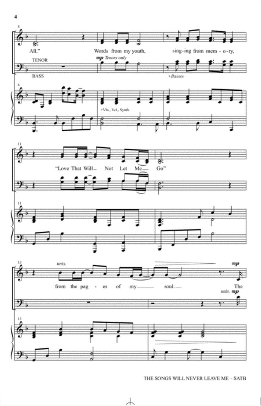 The Songs Will Never Leave Me 4-Part scores gallery preview page 2