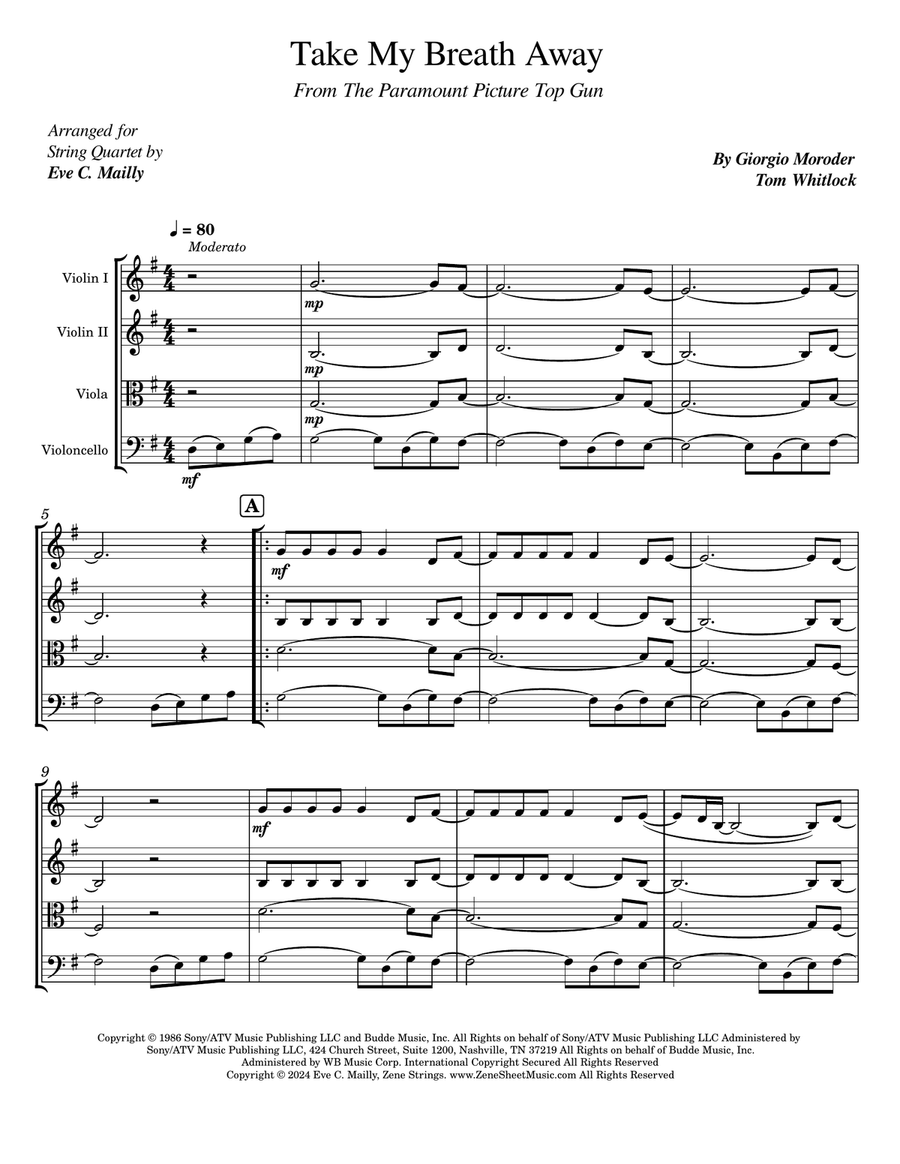 Book cover for Take My Breath Away (Love Theme)