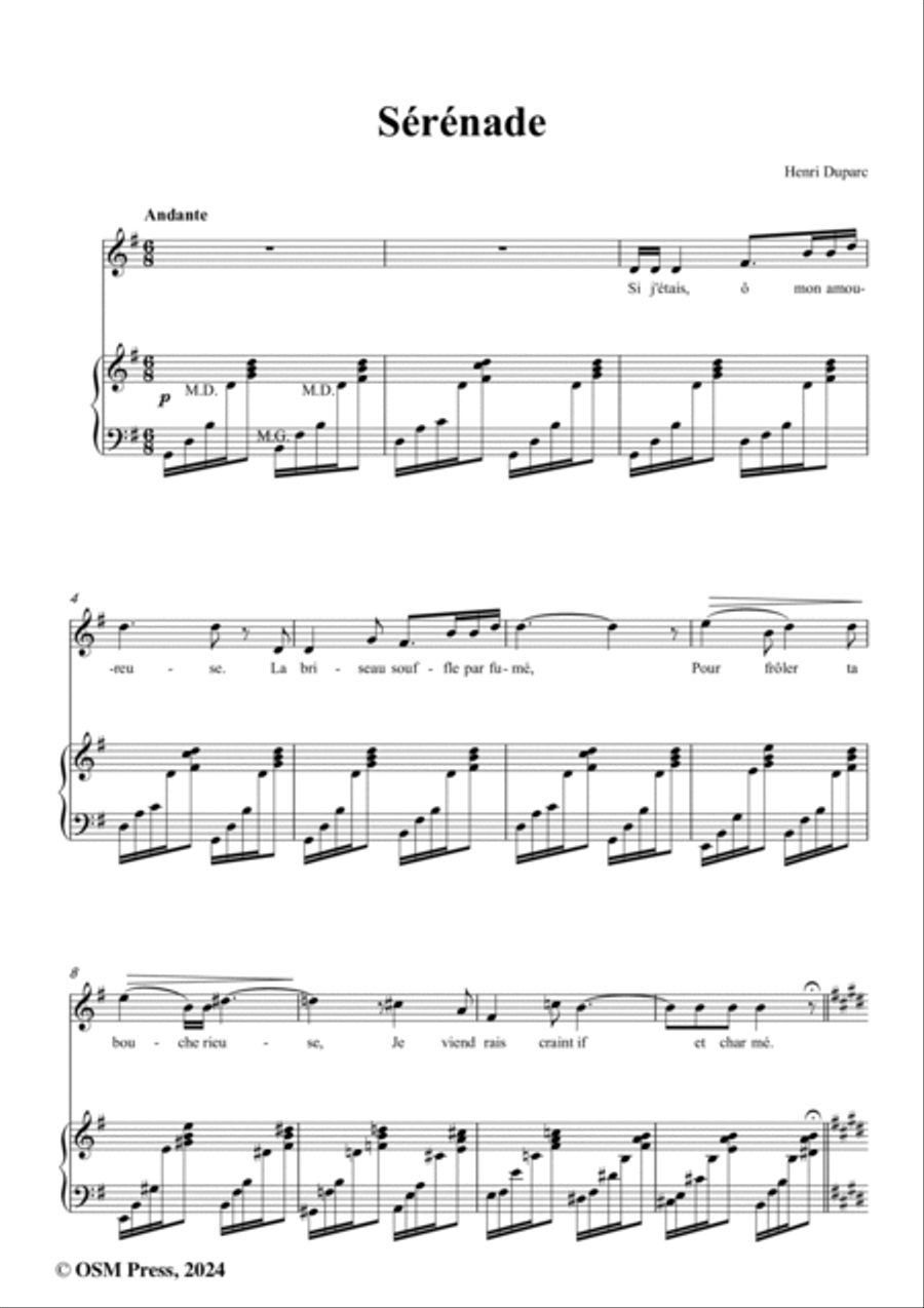 Duparc-Sérénade,in G Major Voice scores gallery preview page 2