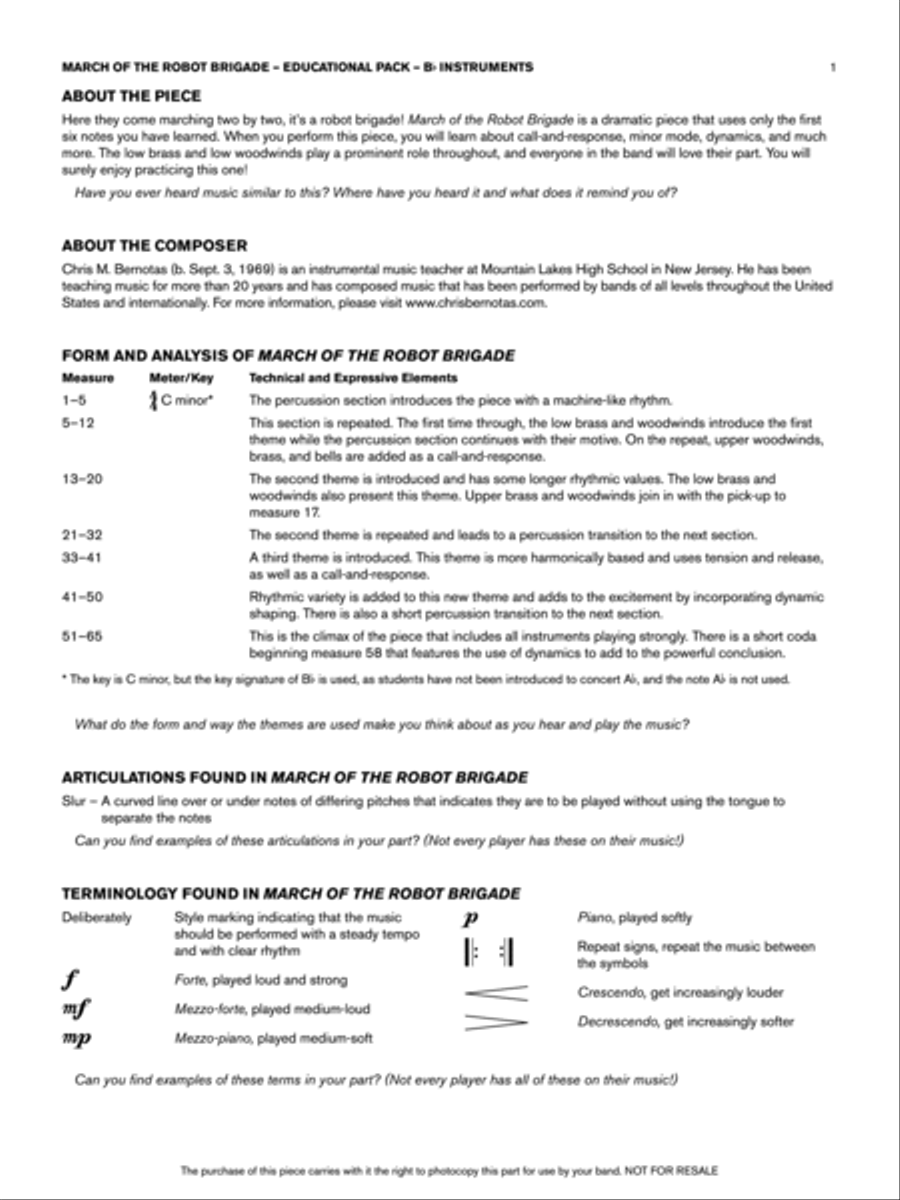 March of the Robot Brigade: Bb Educational Pack Concert Band scores gallery preview page 1