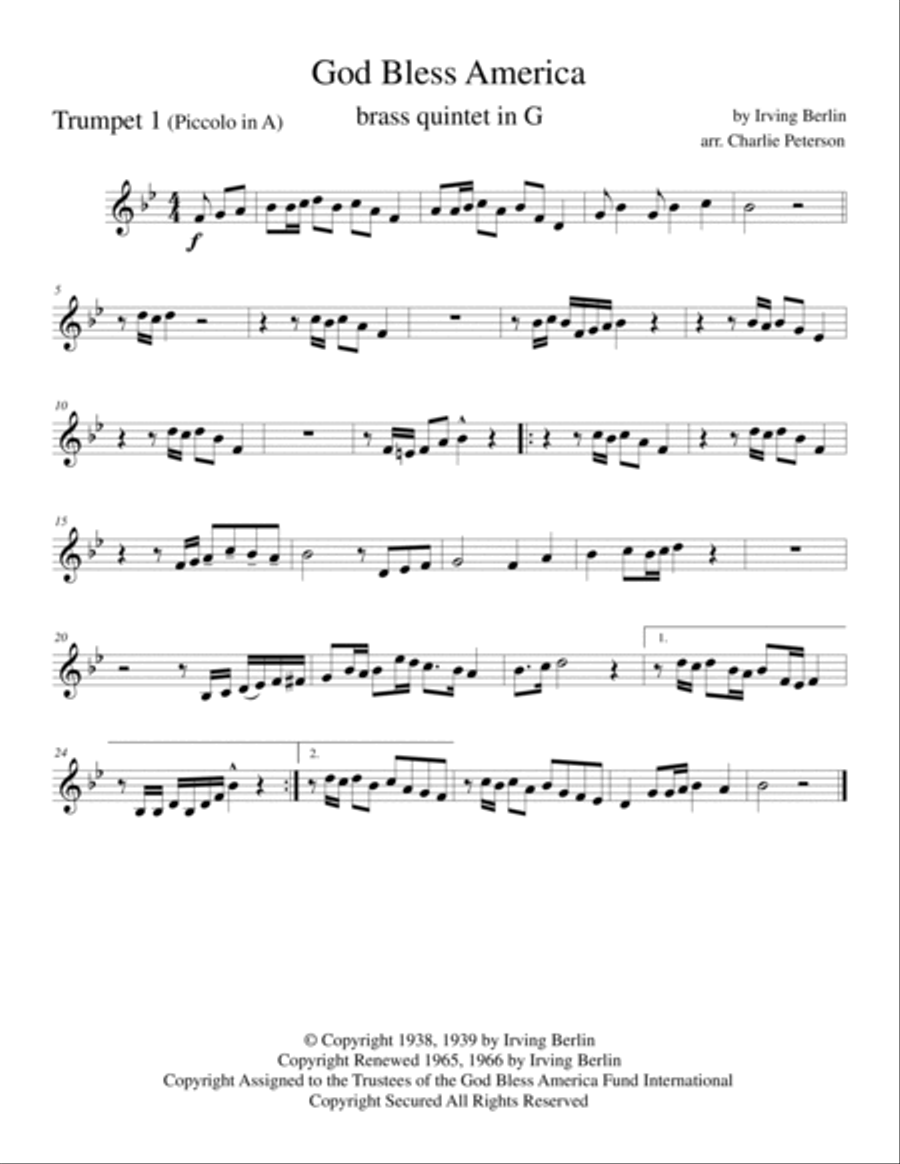 God Bless America ® Brass Ensemble scores gallery preview page 4