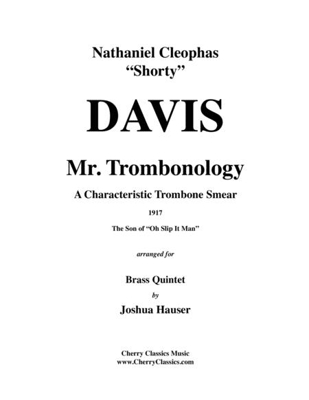 Mr. Trombonology for Brass Quintet featuring solo Trombone