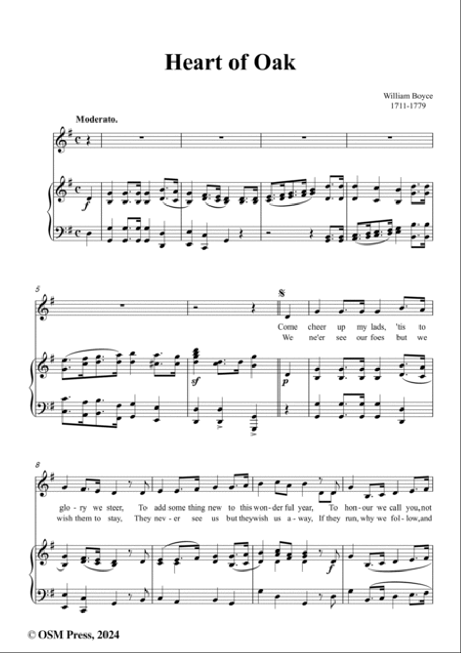 Boyce-Heart of Oak,in G Major Voice scores gallery preview page 2