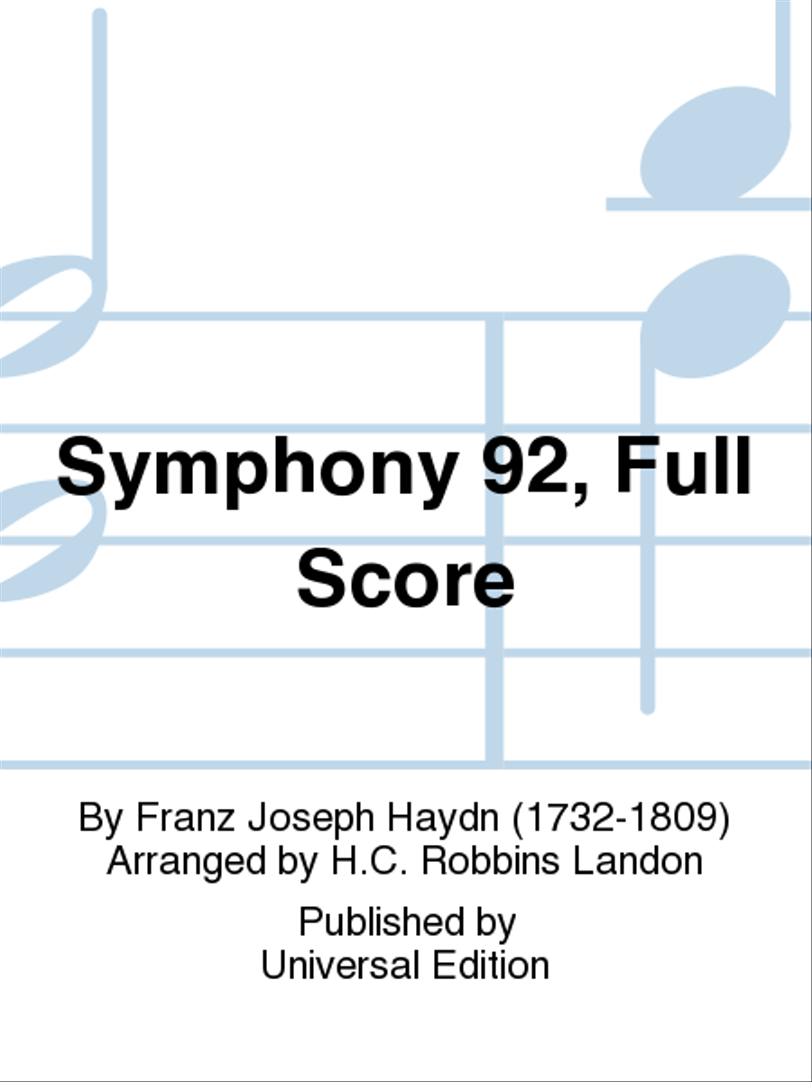 Symphony 92, Full Score Symphony 92, Full Score Orchestra scores gallery preview page 1