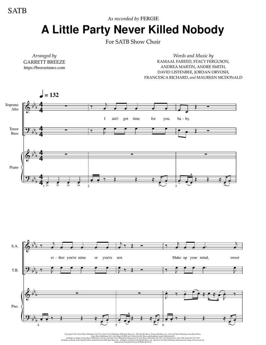 A Little Party Never Killed Nobody (All We Got) 4-Part scores gallery preview page 2