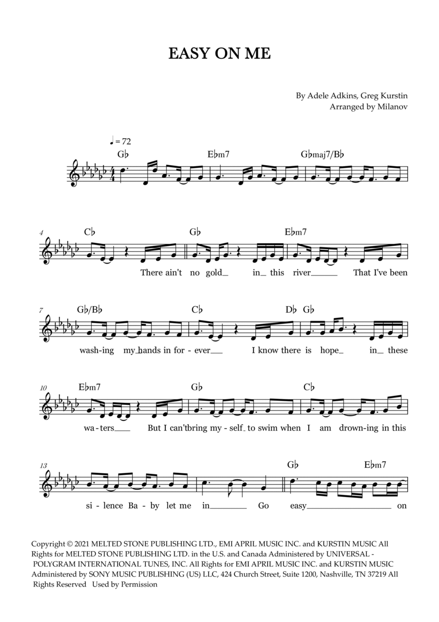 Easy On Me Piano scores gallery preview page 1