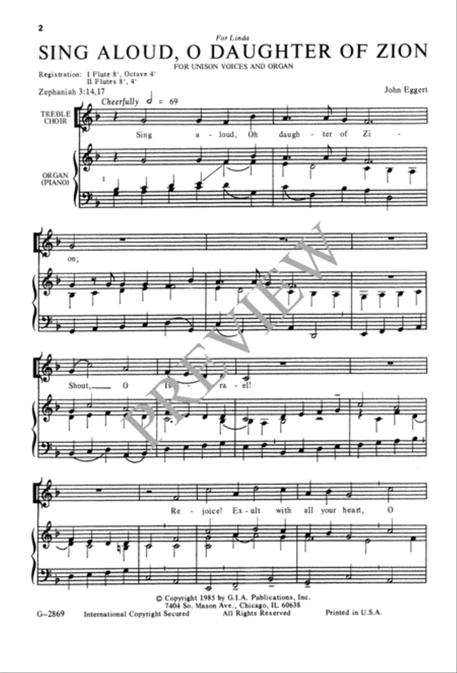 Sing Aloud, O Daughter of Zion Unison Choir scores gallery preview page 3
