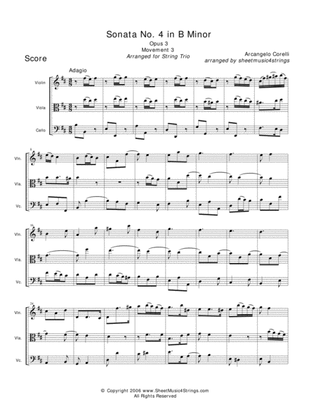 Book cover for Corelli, A. - Trio No. 4 (Mvt. 3) for Violin, Viola and Cello