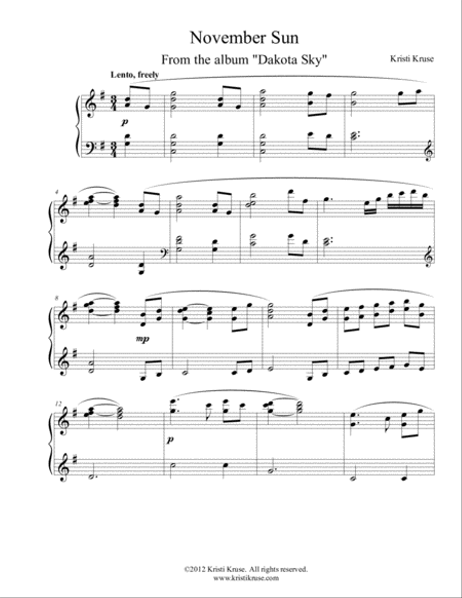 November Sun Piano Solo scores gallery preview page 2