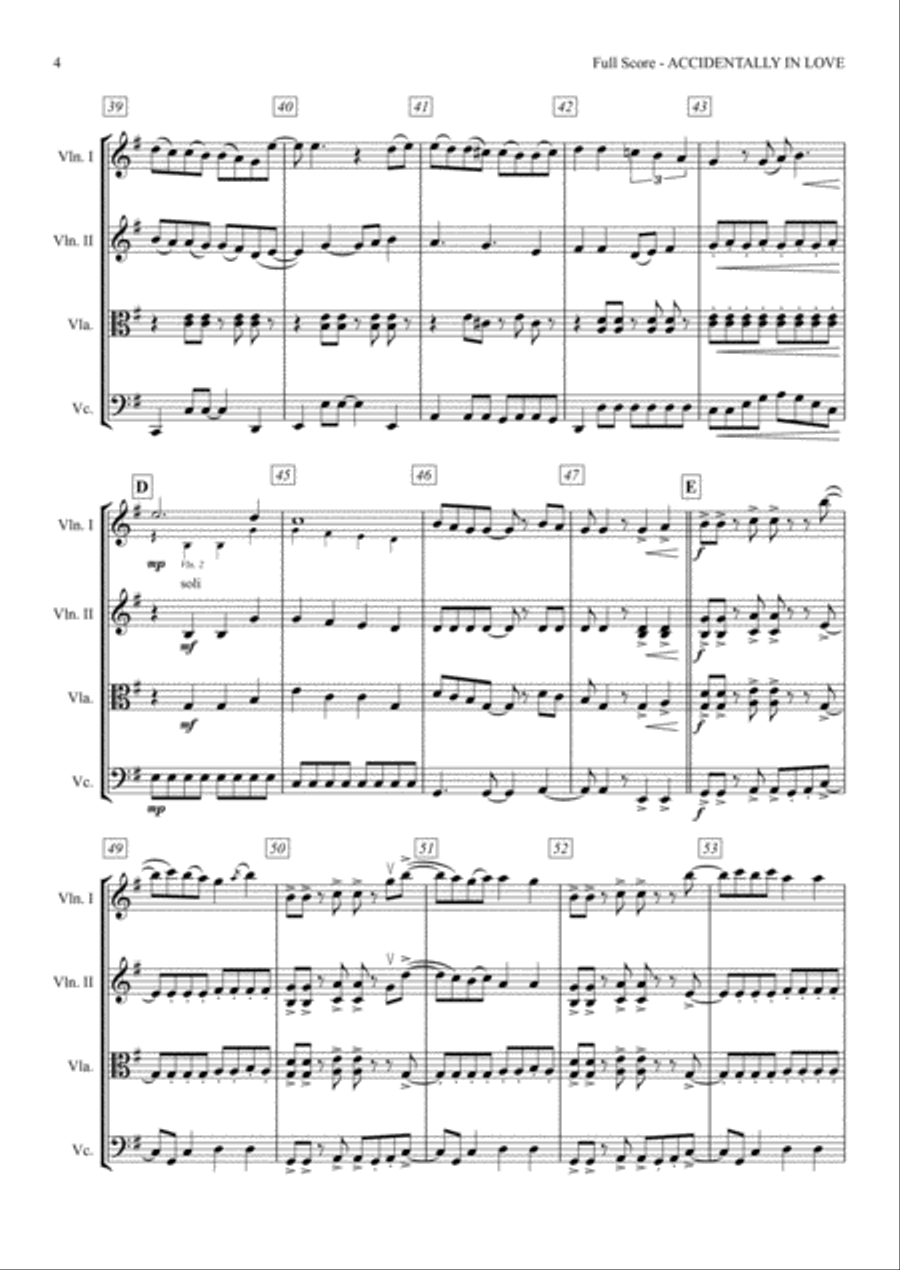 Accidentally In Love Accidentally In Love String Quartet scores gallery preview page 4