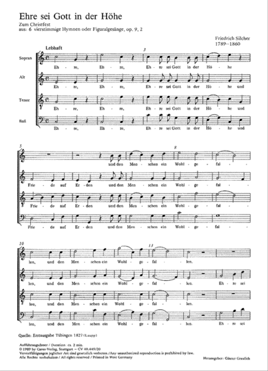 Glory to god in the highest (Ehre sei Gott in der Hohe)