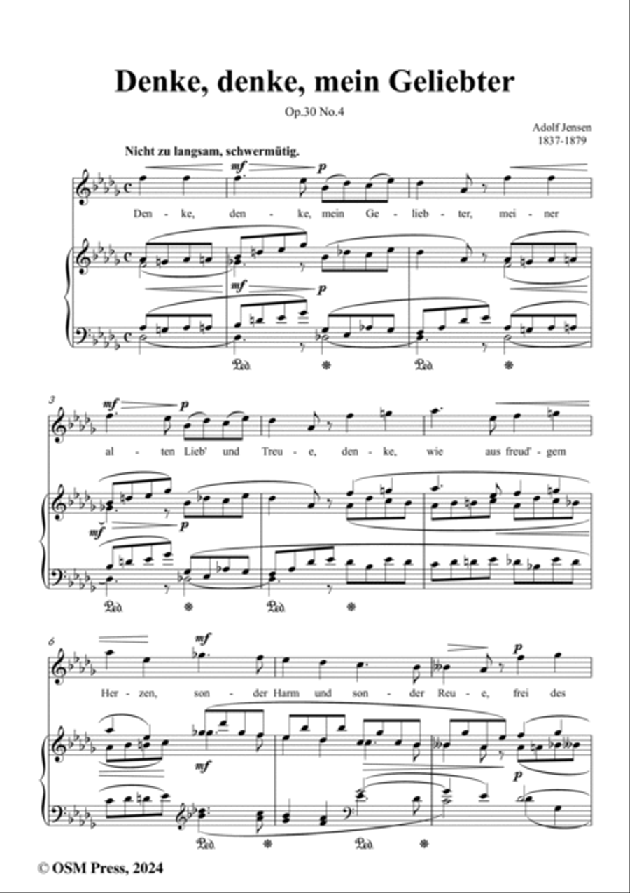 A. Jensen-Denke,denke,mein Geliebter,Op.30 No.4,in D flat Major Voice scores gallery preview page 2