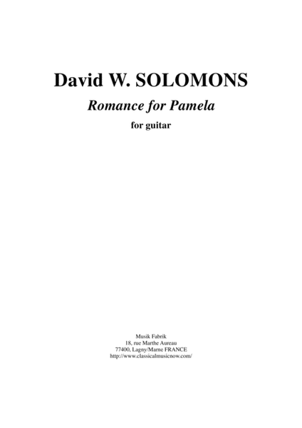 David Warin Solomons: Romance for Pamela for solo guitar image number null