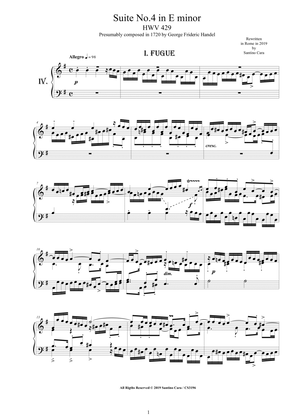 Book cover for Handel - Piano Suite No.4 in E minor HWV 429