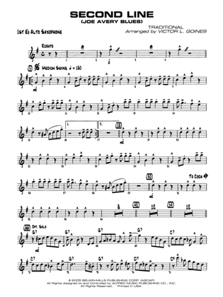 Second Line (Joe Avery Blues): E-flat Alto Saxophone