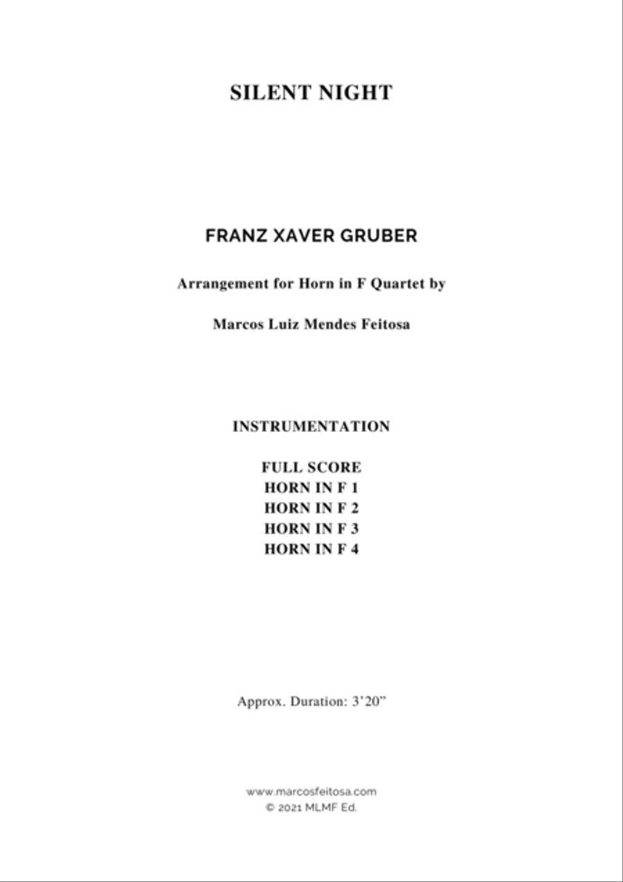 Silent Night - Horn in F Quartet French Horn Quartet scores gallery preview page 2
