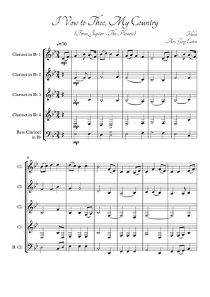 I Vow to Thee, My Country, by Holst, from The Planets. Arranged for clarinet quartet by Greg Eaton.