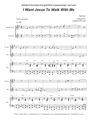 I Want Jesus To Walk With Me (Duet for Bb-Trumpet and French Horn)
