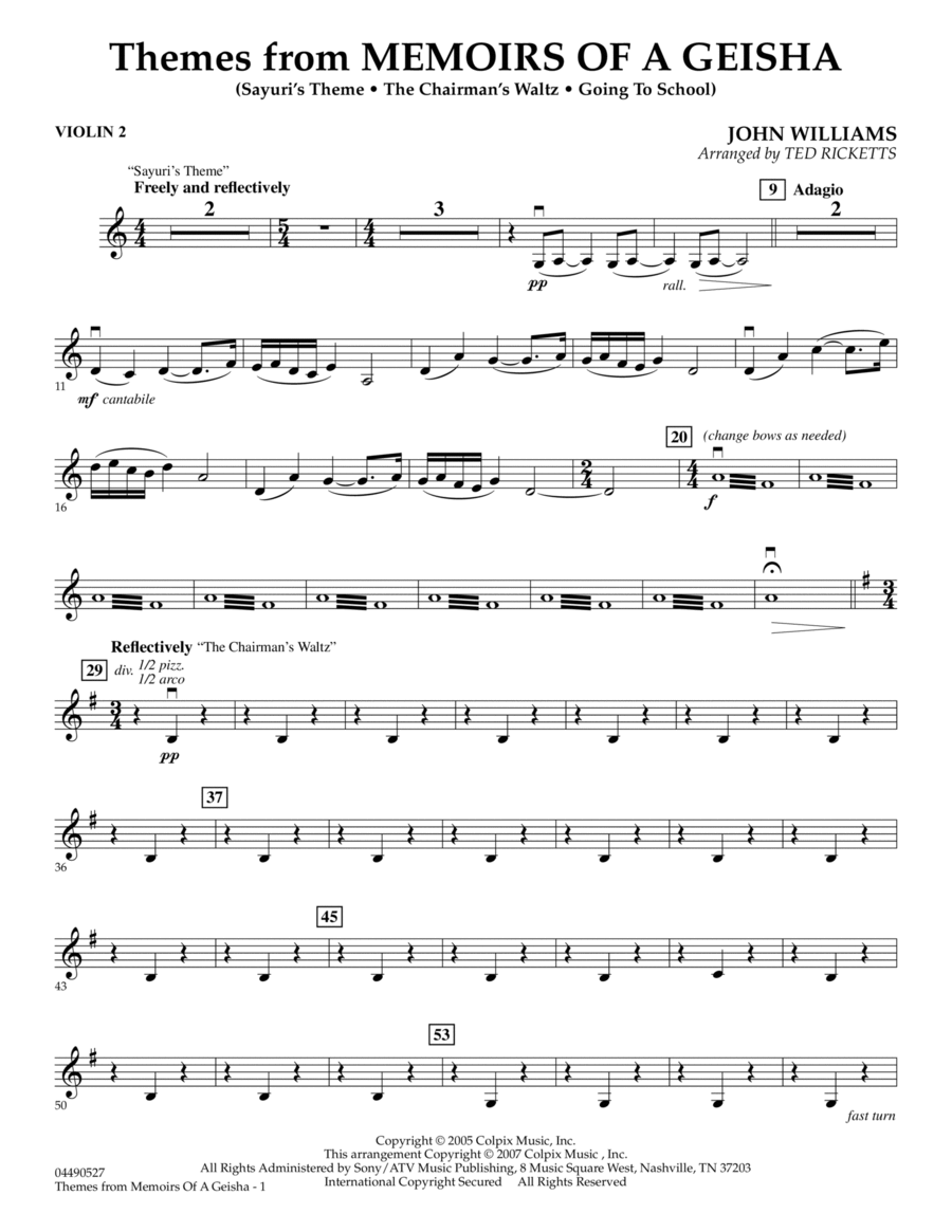Themes from Memoirs of a Geisha - Violin 2