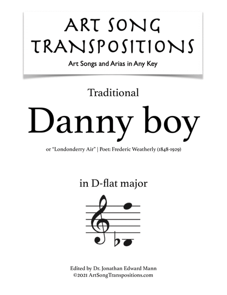 TRADITIONAL: Danny boy (transposed to D-flat major)