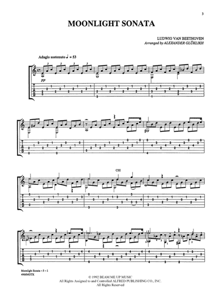 Moonlight Sonata by Ludwig van Beethoven Acoustic Guitar - Sheet Music