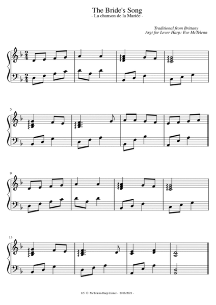 The Bride's Song - La Chanson de la Mariée - intermediate & 34 String Harp | McTelenn Harp Center image number null
