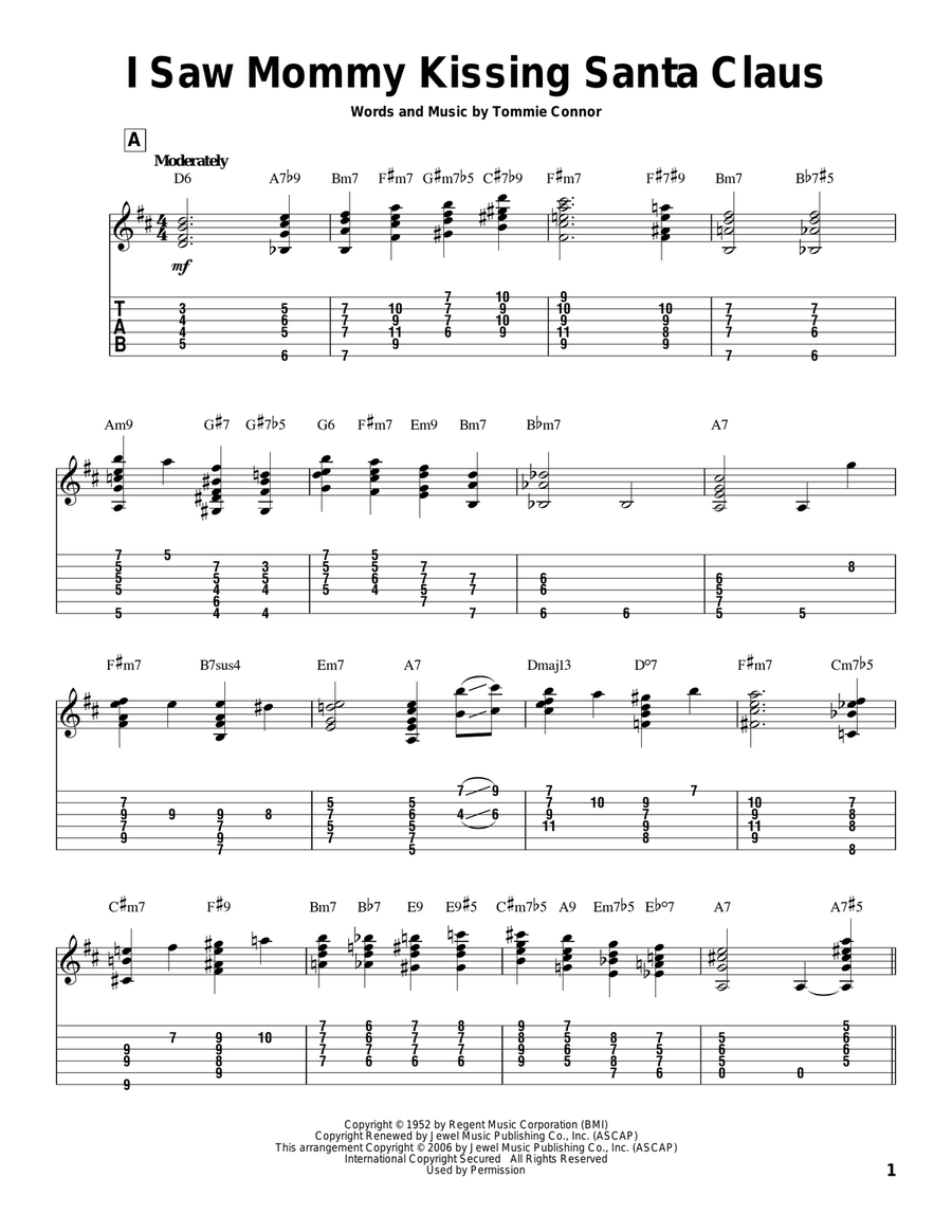 I Saw Mommy Kissing Santa Claus Guitar Solo scores gallery preview page 1