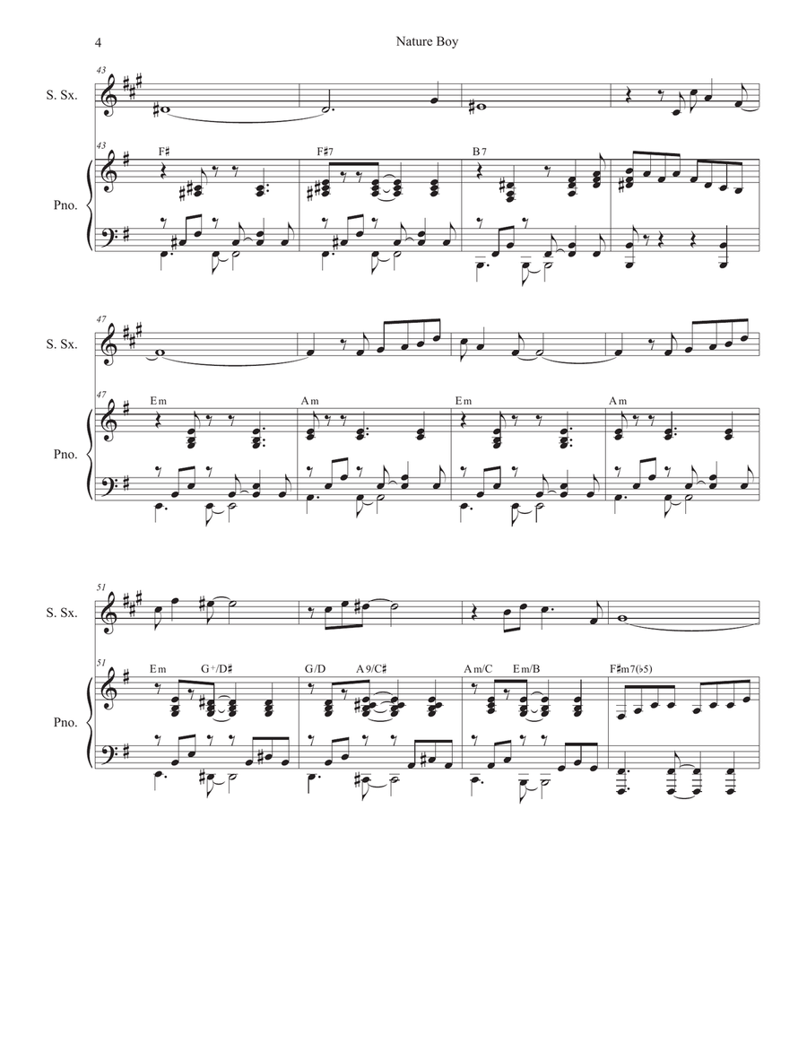 Nature Boy Soprano Saxophone scores gallery preview page 4