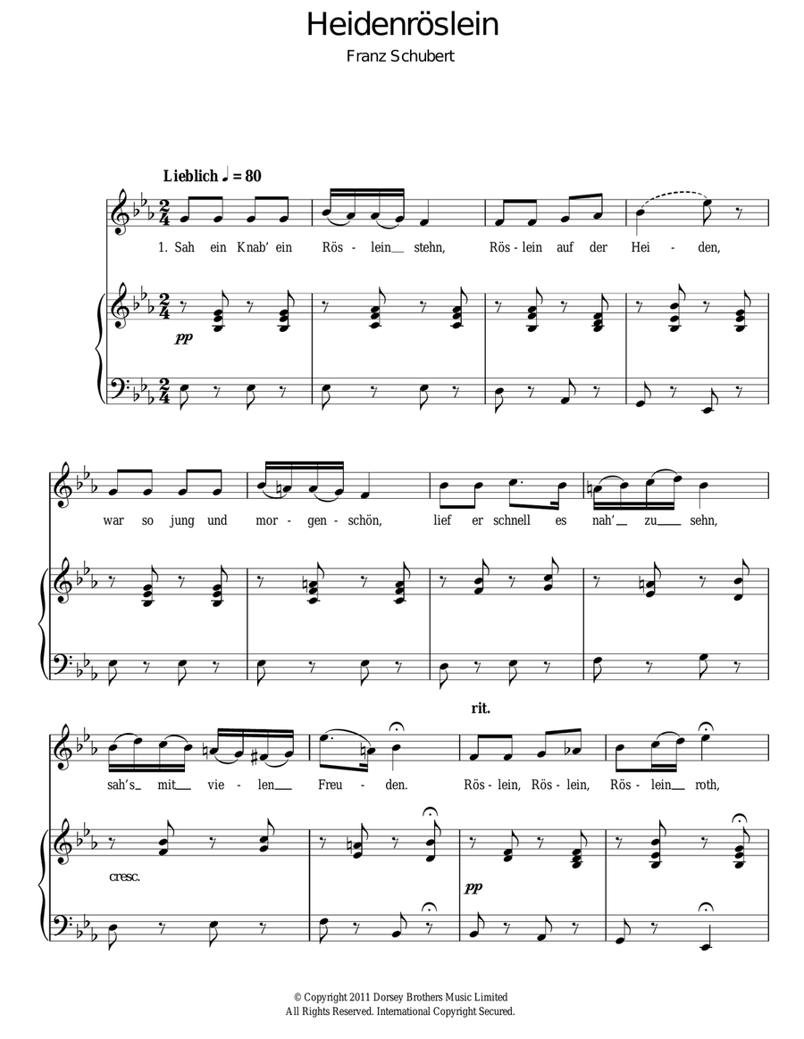 Heidenroslein Heidenroslein Piano, Vocal scores gallery preview page 1