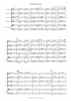 The Death of Ase (from Peer Gynt) for Cello Quartet