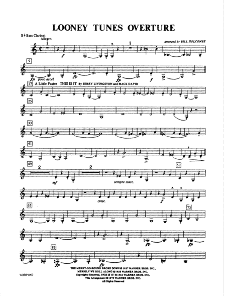 Looney Tunes Overture: B-flat Bass Clarinet