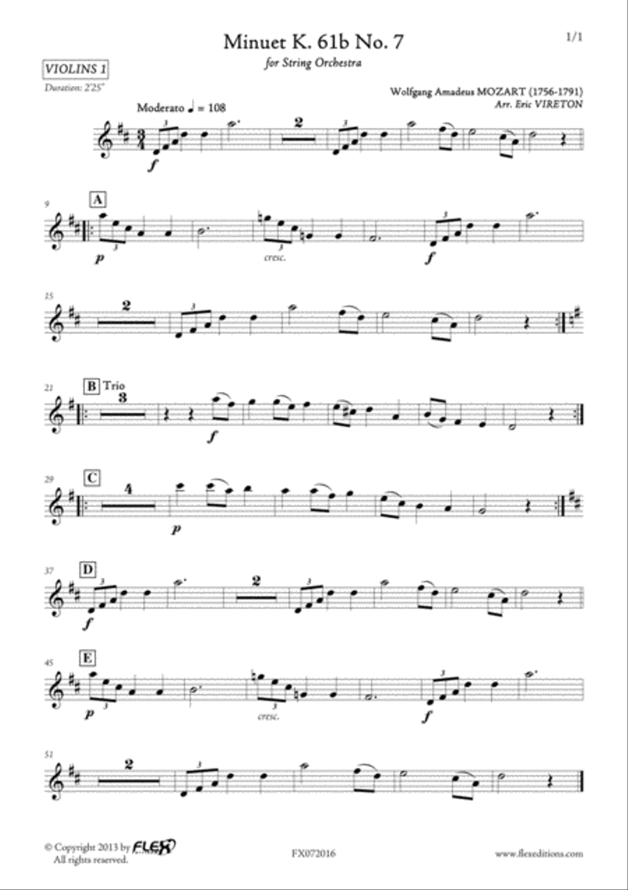Minuet K. 61b No. 7 Orchestra scores gallery preview page 6