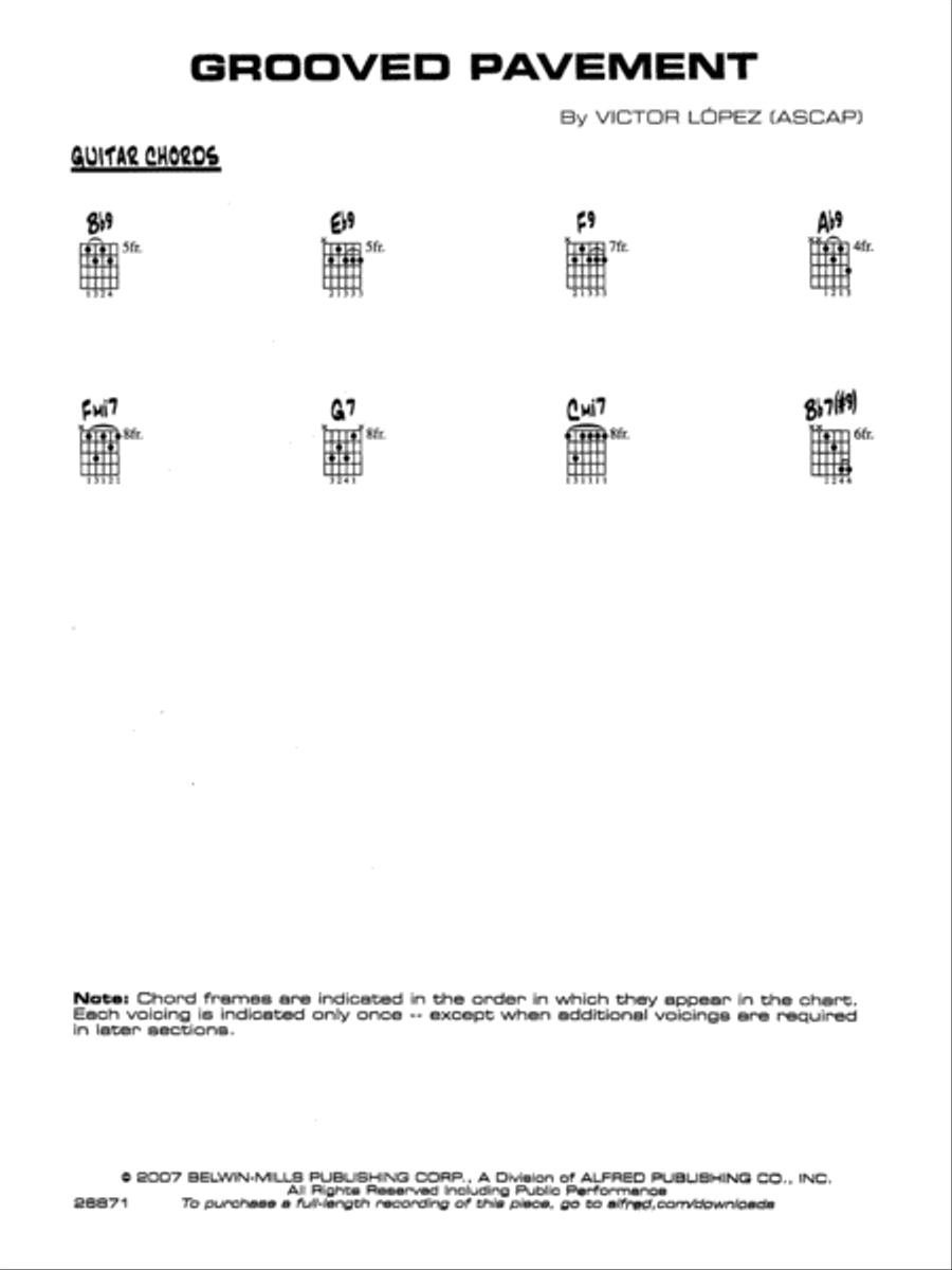 Grooved Pavement: Guitar Chords Jazz Ensemble scores gallery preview page 1