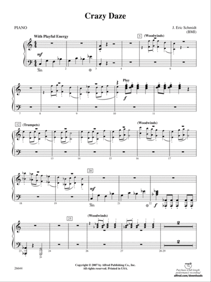 Crazy Daze: Piano Accompaniment Full Orchestra scores gallery preview page 1
