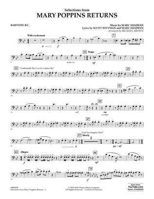 Selections from Mary Poppins Returns (arr. Michael Brown) - Baritone B.C.