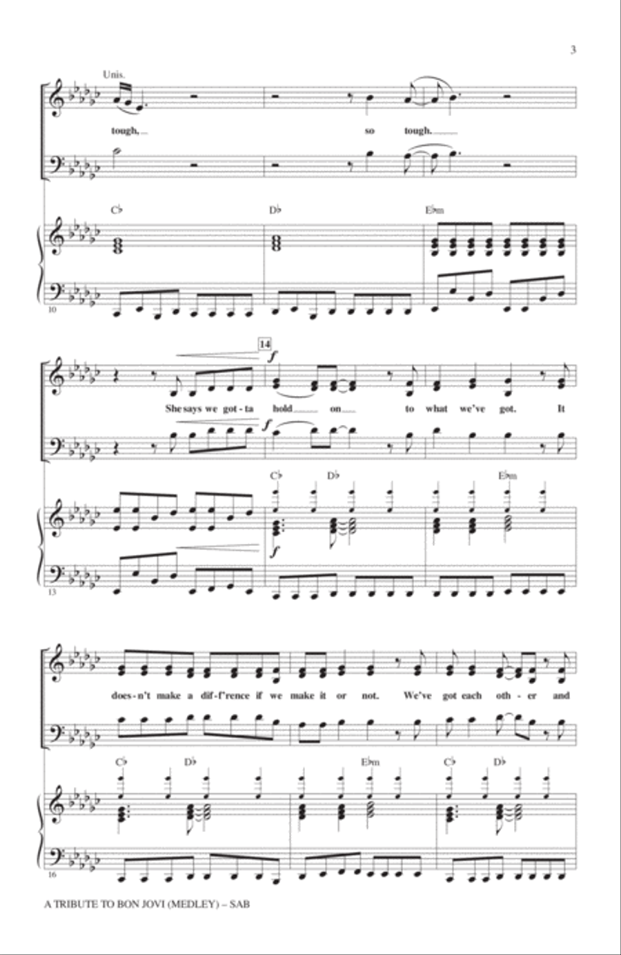 A Tribute To Bon Jovi (Medley) 3-Part scores gallery preview page 2