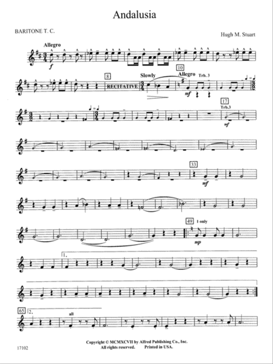 Andalusia: Baritone T.C. Andalusia: Baritone T.C. Concert Band scores gallery preview page 1