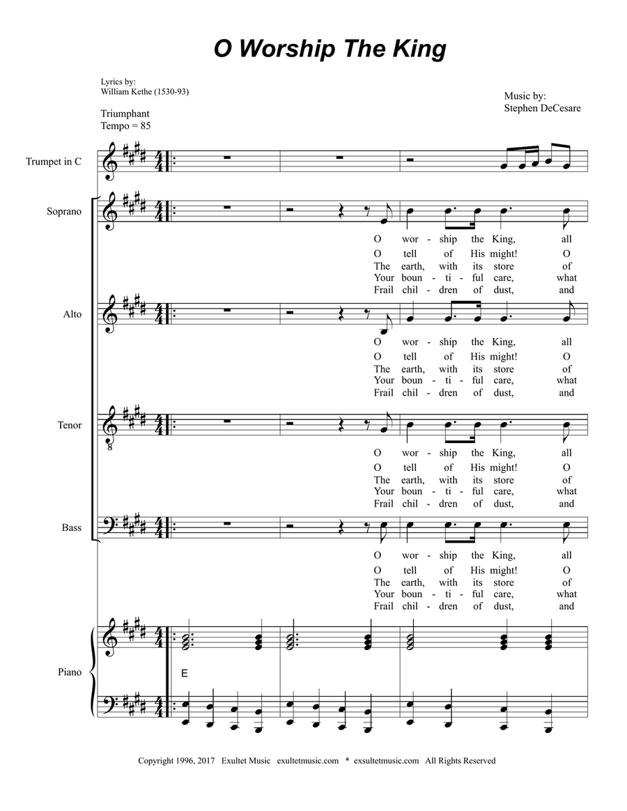 O Worship The King 4-Part scores gallery preview page 2