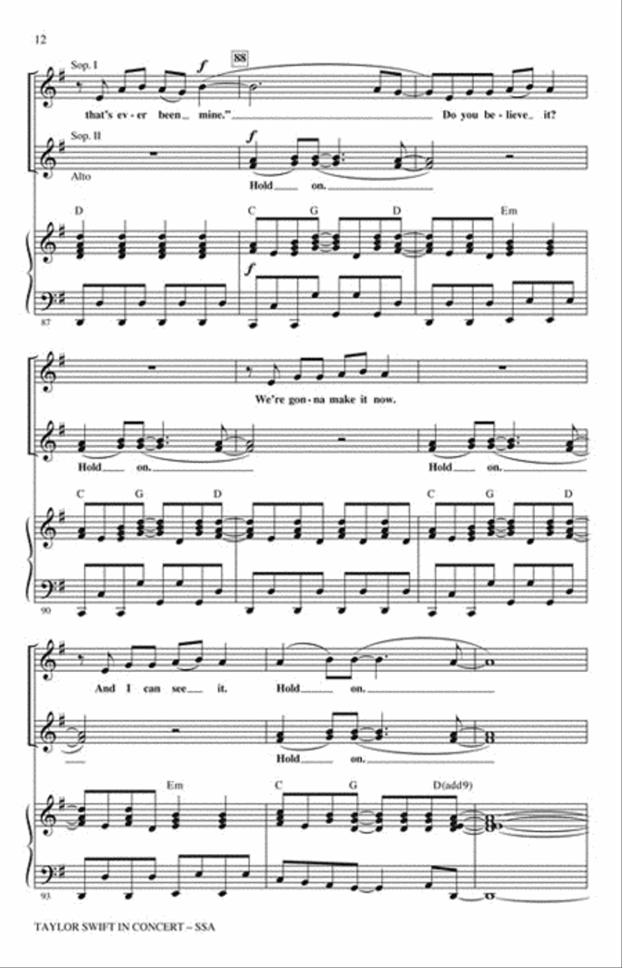 Taylor Swift in Concert SSA scores gallery preview page 4