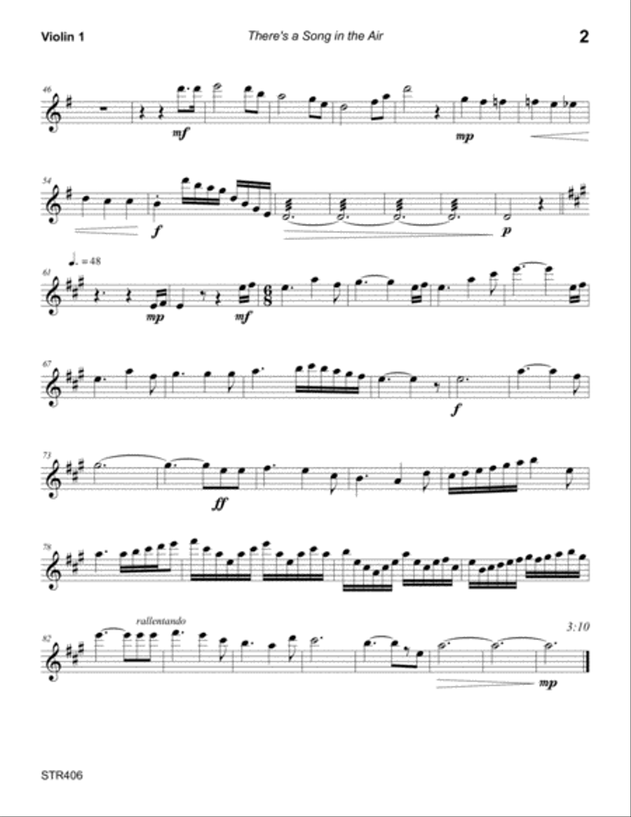THERE'S A SONG IN THE AIR for unaccompanied STRING QUARTET A Cappella scores gallery preview page 6