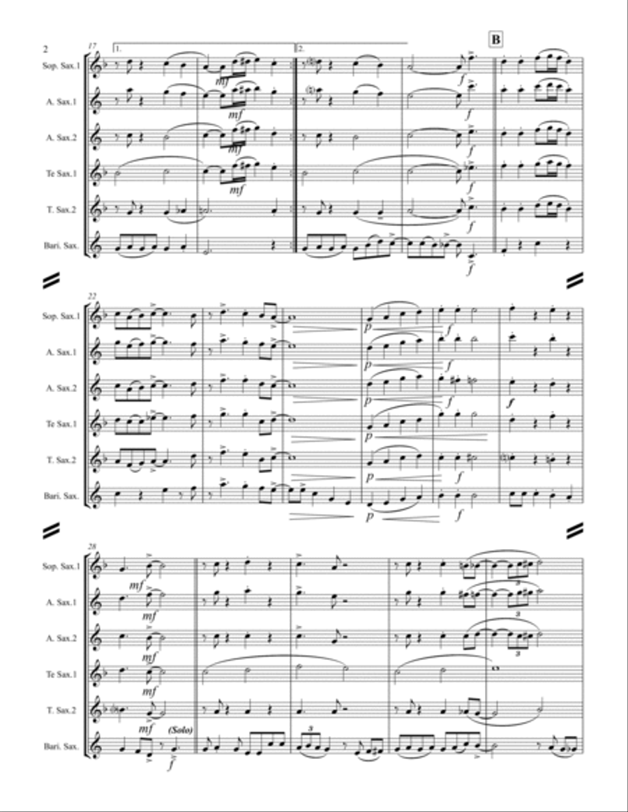 Rudolph The Red-nosed Reindeer Saxophone Quintet scores gallery preview page 3