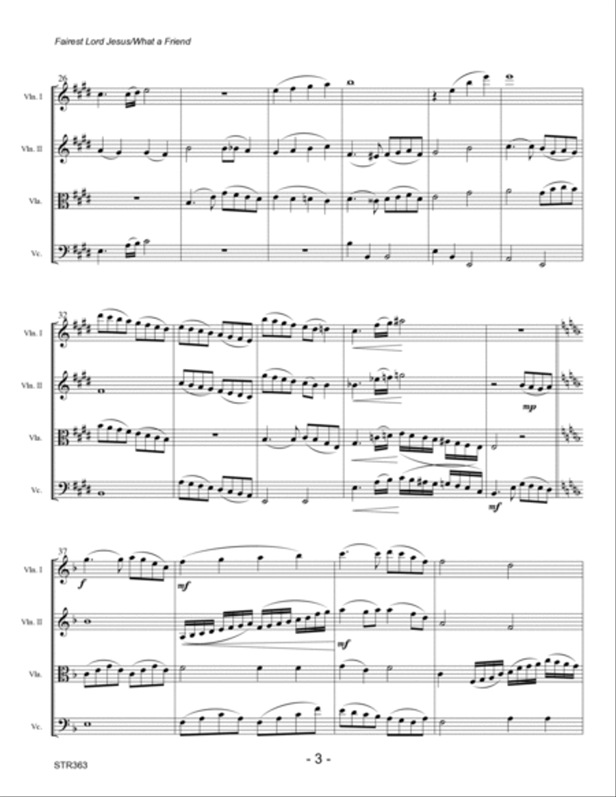 FAIREST LORD JESUS/WHAT A FRIEND WE HAVE IN JESUS - String Quartet (unaccompanied) A Cappella scores gallery preview page 3
