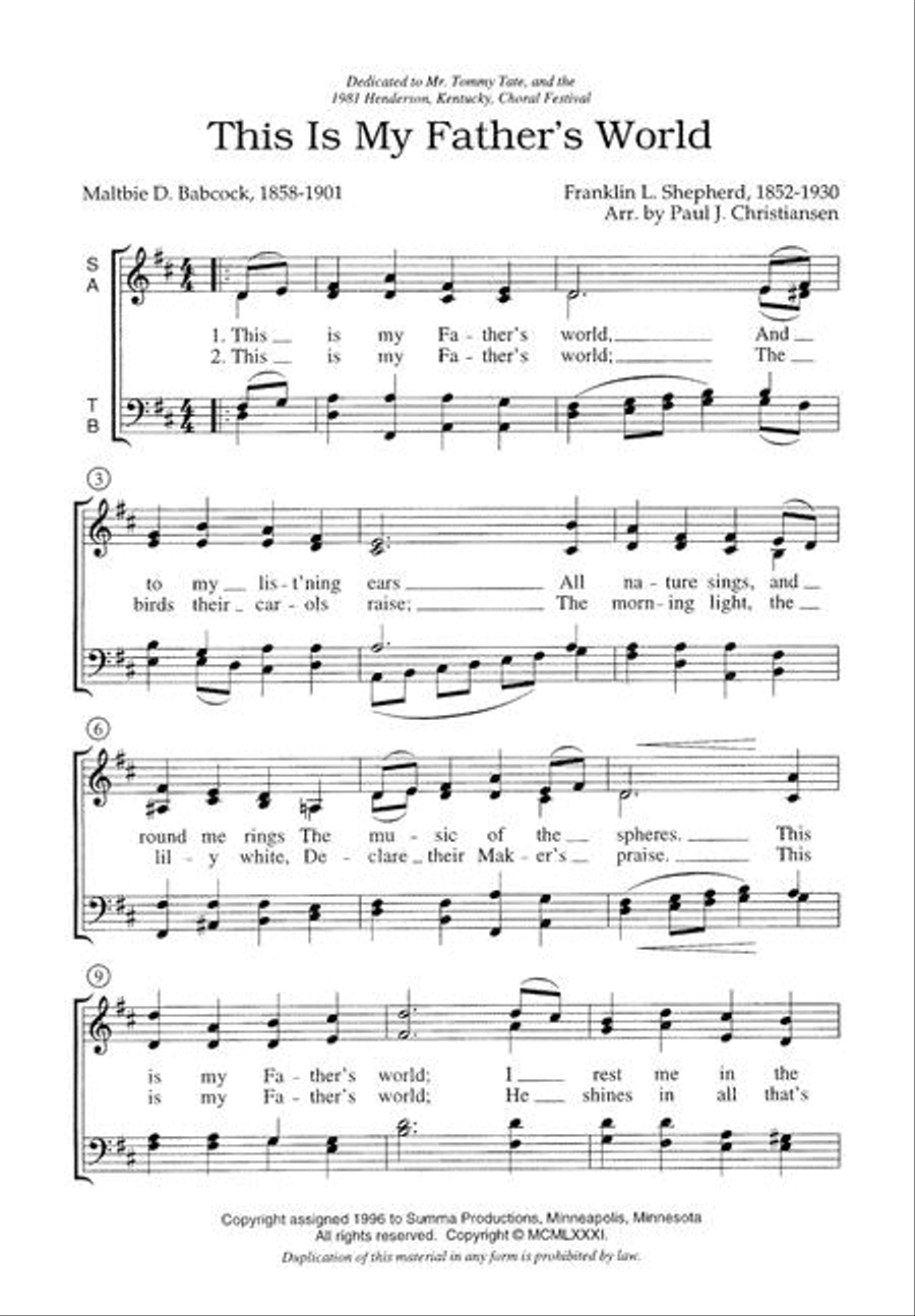 This Is My Father's World 4-Part scores gallery preview page 2