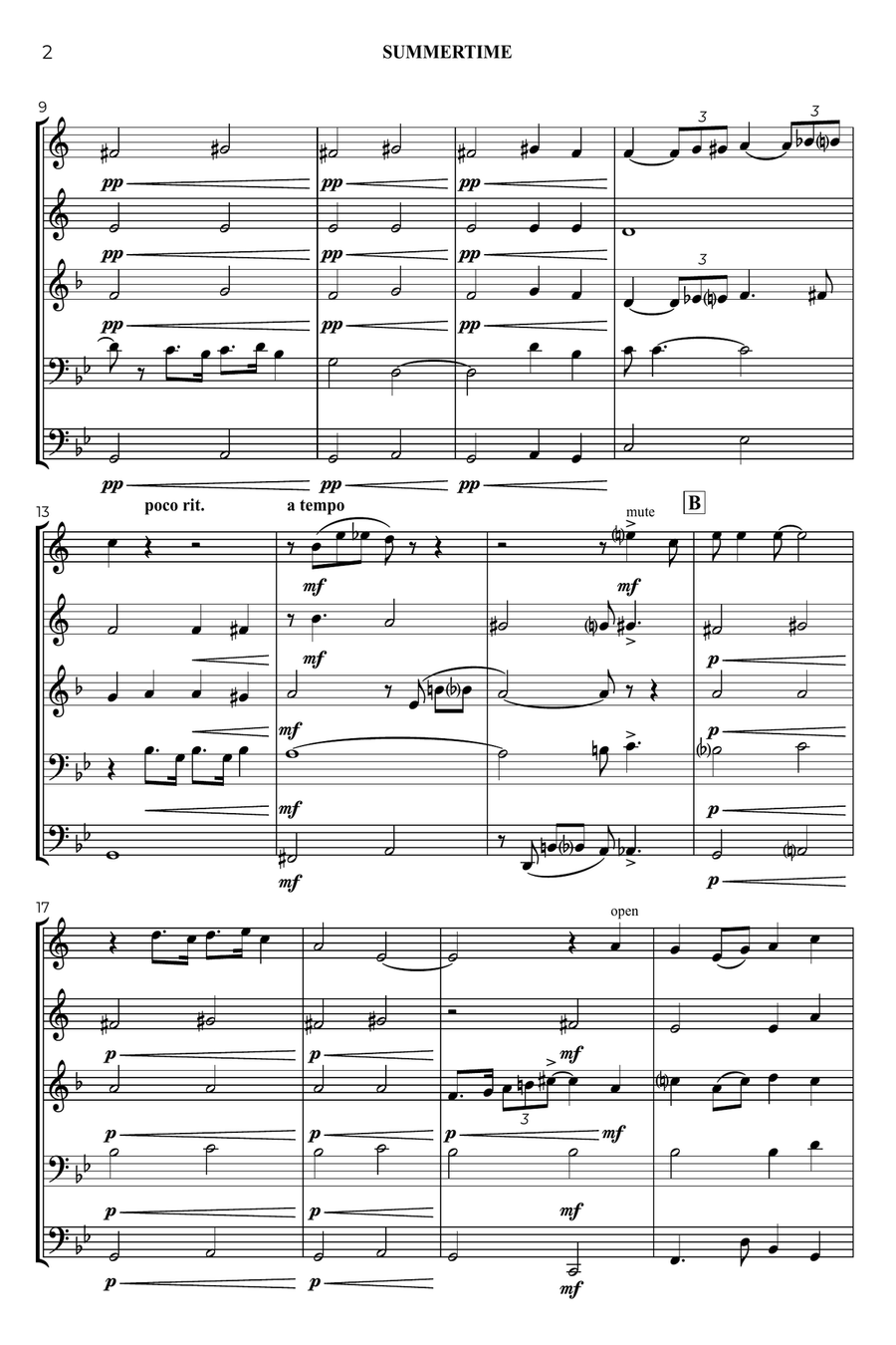 Summertime Brass Quintet scores gallery preview page 3