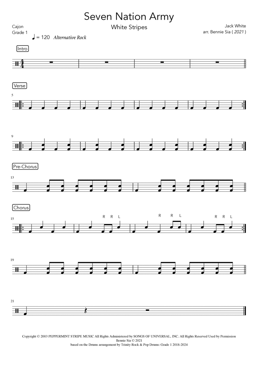 Seven Nation Army Part scores gallery preview page 1