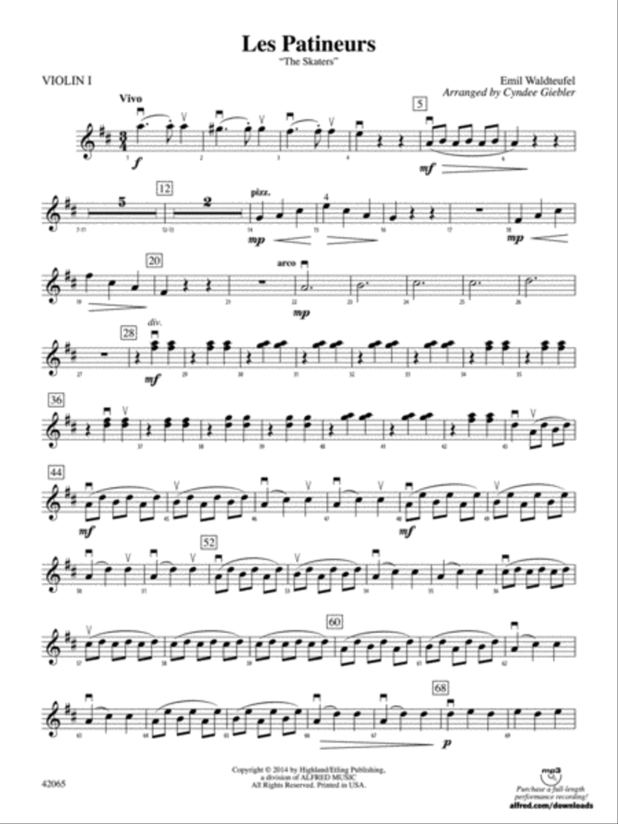 Les Patineurs: 1st Violin String Orchestra scores gallery preview page 1