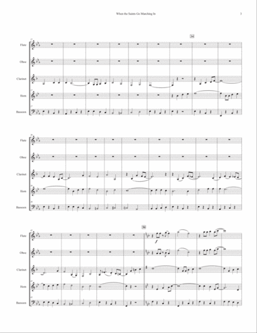 When the Saints Go Marching In (for Woodwind Quintet) Woodwind Quintet scores gallery preview page 3